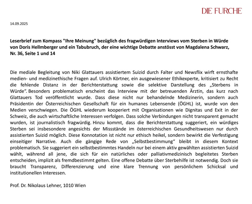 Leserbrief zum Kompass 