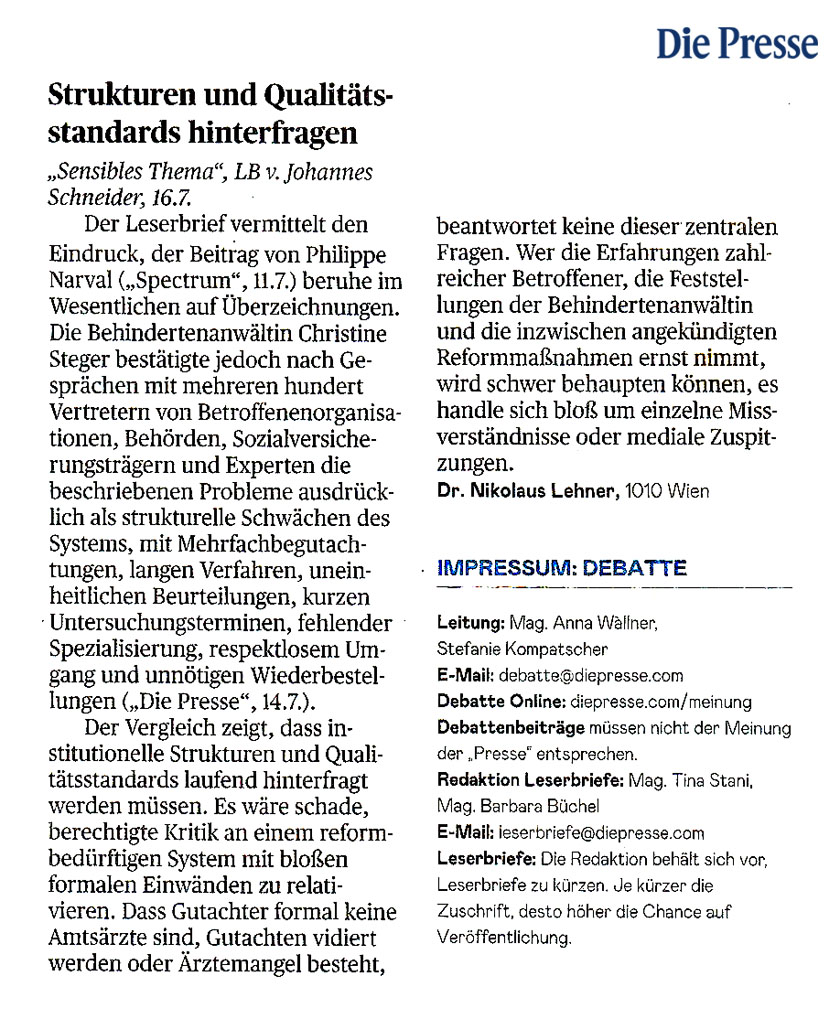 Leserbrief zu 